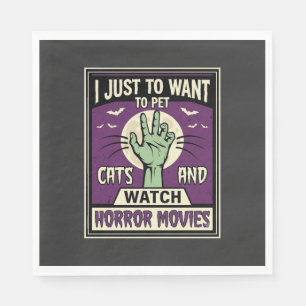 Katzen Und Horrorfilme Halloween-Design Serviette