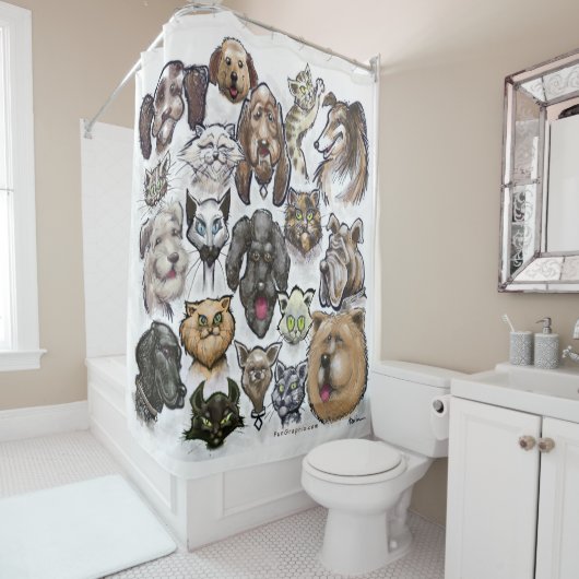 Katzen und Hunde Duschvorhang (Beispiel)