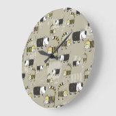 Katzen und Hunde: Funny Seamless Texture Große Wanduhr (Winkel)