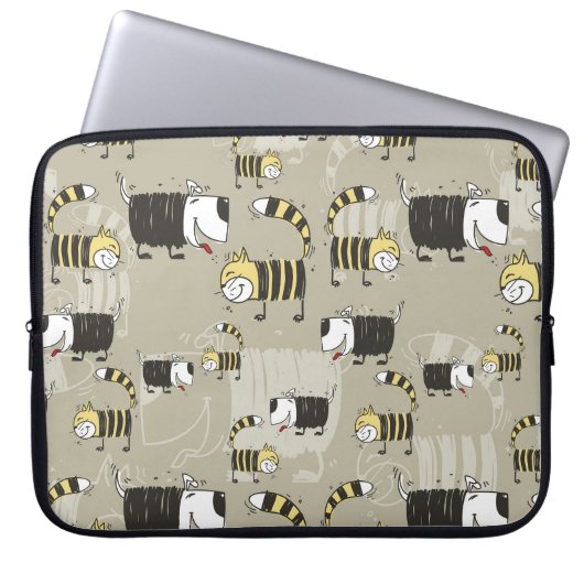 Katzen und Hunde: Funny Seamless Texture Laptopschutzhülle (Vorderseite)