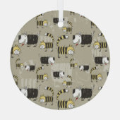 Katzen und Hunde: Funny Seamless Texture Ornament Aus Glas (Rückseite)