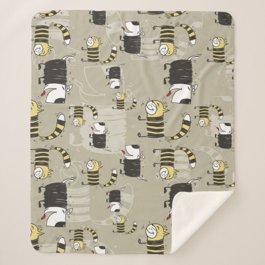 Katzen und Hunde: Funny Seamless Texture Sherpadecke (Vorderseite)