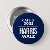Katzen und Hunde für Harris Walz Button (Vorne & Hinten)