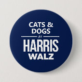 Katzen und Hunde für Harris Walz Button (Vorderseite)