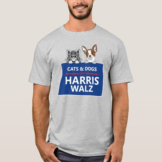 Katzen und Hunde für Harris Walz T-Shirt (Vorderseite)