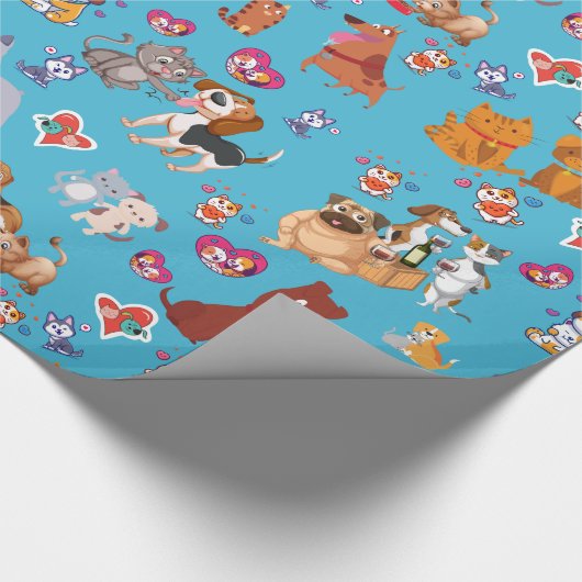Katzen und Hunde Geschenkpapier (Ecke)