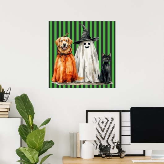 Katzen und Hunde Halloween-Poster Poster (Heimbüro)