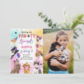 Katzen und Hunde Kitten Welpe Party Pawty Geburtst Einladung (Stehend Vorderseite)
