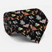 Katzen und Hunde Muster Design auf Schwarz Krawatte (Gerollt)