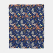 Katzen und Hunde Musterdesign auf Blau  Fleecedecke (Vorderseite)