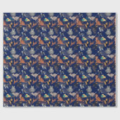 Katzen und Hunde Musterdesign auf Blau Geschenkpapier (Flach)