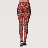 Katzen- und Hunde-Musterdesign auf Rot Leggings (Rückseite)
