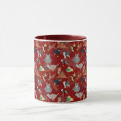 Katzen- und Hunde-Musterdesign auf Rot Tasse (Zentrum)