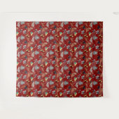 Katzen- und Hunde-Musterdesign auf Rot Wandteppich (Vorderseite (Horizontal))