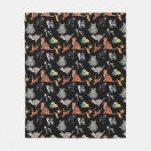 Katzen und Hunde Musterdesign auf Schwarz  Fleecedecke (Vorderseite)
