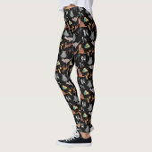 Katzen und Hunde Musterdesign auf Schwarz Leggings (Links)