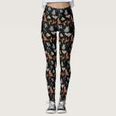 Katzen und Hunde Musterdesign auf Schwarz Leggings (Vorderseite)