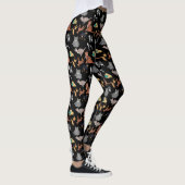 Katzen und Hunde Musterdesign auf Schwarz Leggings (Rechts)
