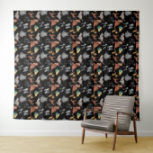 Katzen und Hunde Musterdesign auf Schwarz Wandteppich (Beispiel (Horizontal))
