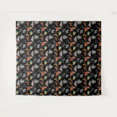 Katzen und Hunde Musterdesign auf Schwarz Wandteppich (Vorderseite (Horizontal))