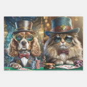 Katzen und Hunde Poker spielen, Salon Geschenkpapier Set (Vorderseite)