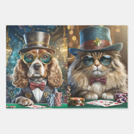 Katzen und Hunde Poker spielen, Salon Geschenkpapier Set