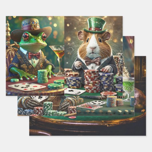 Katzen und Hunde Poker spielen, Salon Geschenkpapier Set (Set)
