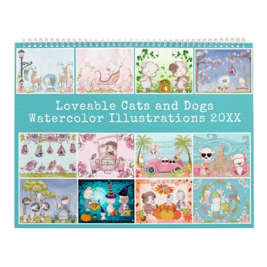 "Katzen und Hunde" Schöne Aquarellbilder Kalender (Titelbild)