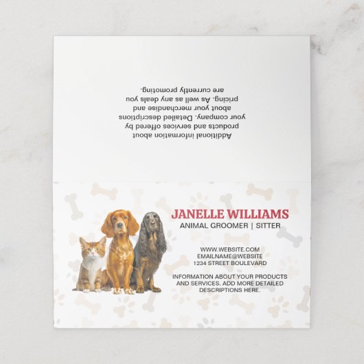 Katzen und Hunde Sitzen | Muster für Paw und Knoch Treuekarte (Außenseite Aufgefaltet)