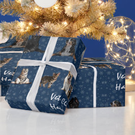 Katzen und Hunde Tierarzt auf blau Geschenkpapier