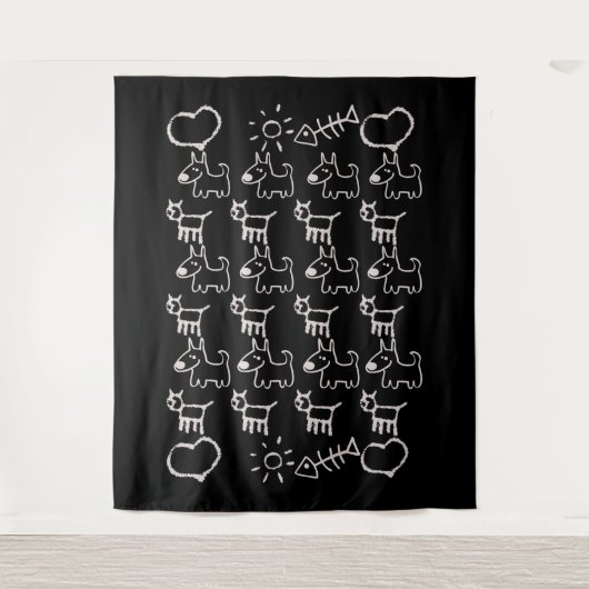 Katzen und Hunde Wandteppich (Vorderseite)