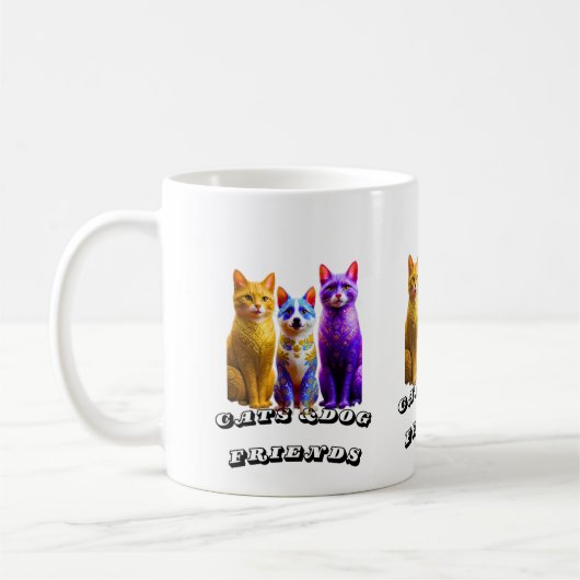 Katzen und Hundefreunde Kaffeetasse (Links)