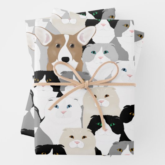 Katzen- und Hundefutter Geschenkpapier Set (Beispiel)
