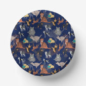 Katzen- und Hundemusterdesign auf Schwarz  Pappteller (Vorderseite)