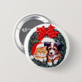 Katzen-und Hundeweihnachtsknopf Button (Vorne & Hinten)