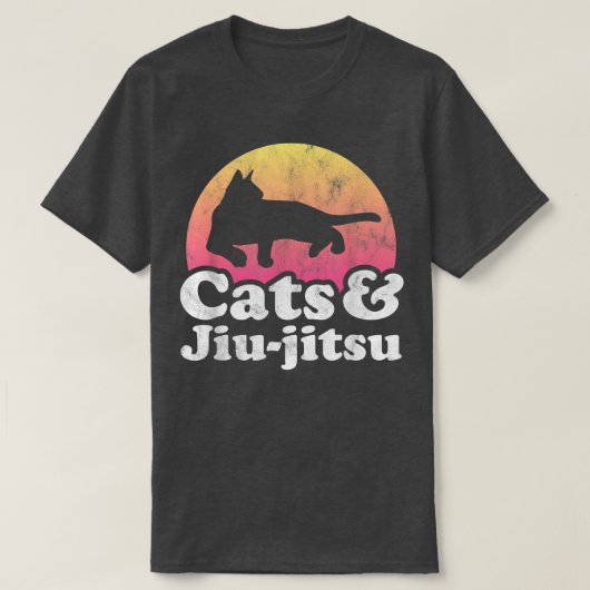 Katzen und Jiujitsu Mens oder Männerkatzen T-Shirt (Design vorne)