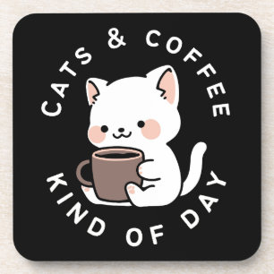 Katzen und Kaffee Art von Tag Lustige Katzen Zitat Getränkeuntersetzer