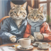 Katzen und Kaffee Aufkleber (Vorderseite)