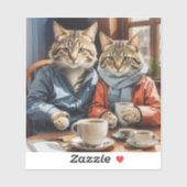 Katzen und Kaffee Aufkleber (Blatt)