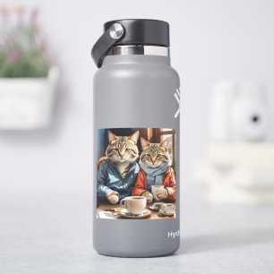 Katzen und Kaffee Aufkleber