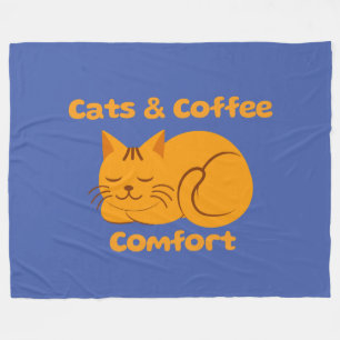 Katzen- und Kaffee-Komfort-Flanelldecke Fleecedecke