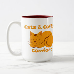 Katzen und Kaffee-Komfort Zweifarbige Tasse