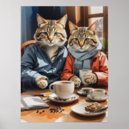 Katzen und Kaffee Poster