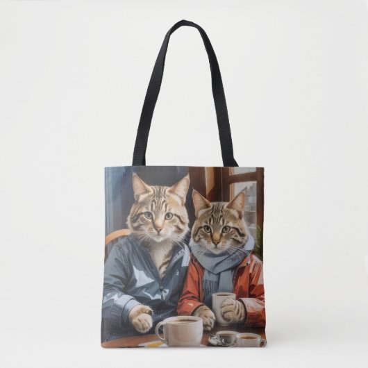 Katzen und Kaffee Tasche (Vorderseite)