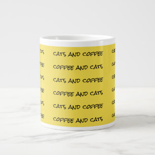 "Katzen und Kaffee" Wiederholungsmuster gelb Jumbo-Tasse