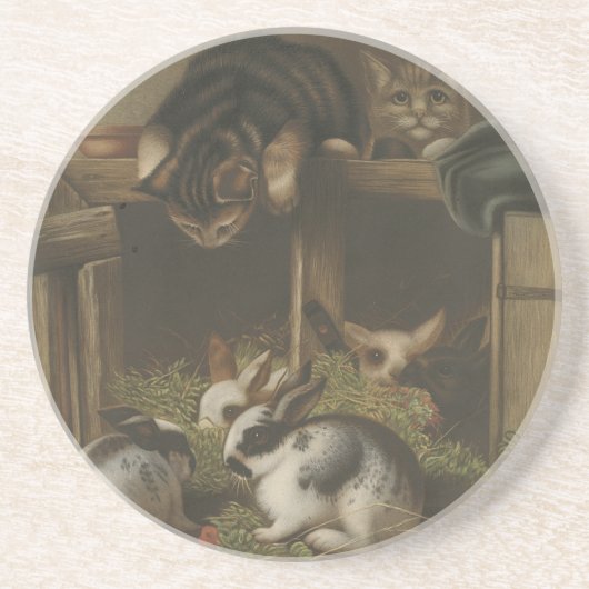 Katzen und Kaninchen Getränkeuntersetzer (Vorne)