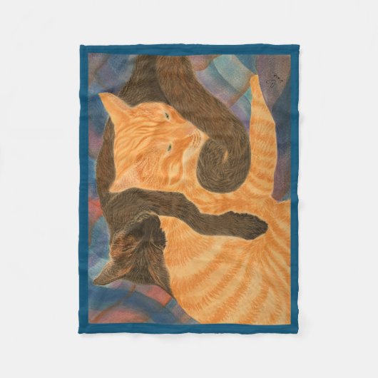 Katzen und Kariert Fleecedecke (Vorderseite)