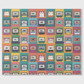 Katzen und Kassetten Geschenkpapier (Flach)