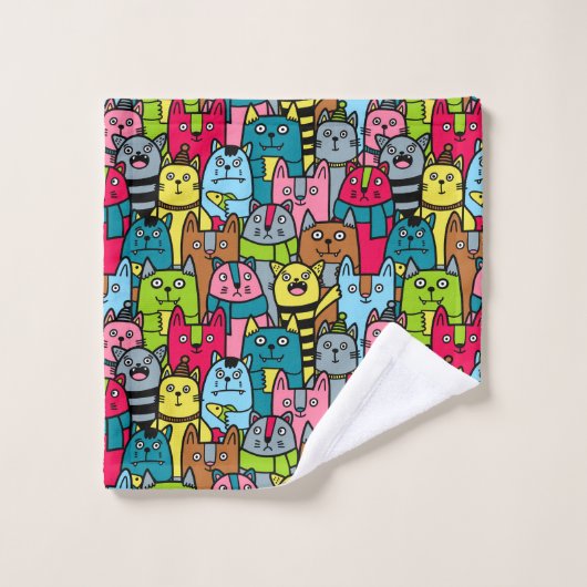 Katzen und Kätzchen Badhandtuch Set (Waschlappen)