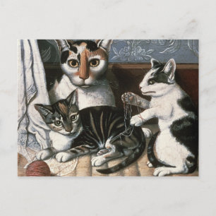 Katzen und Kätzchen, c.1872-1883 Postkarte